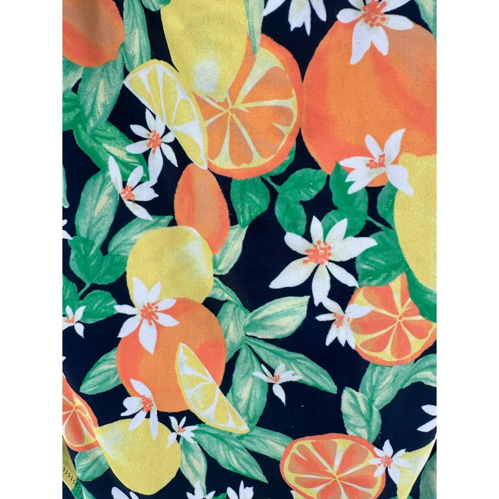 Old Navy Citrus Lemon Orange Print Twist Back One‎ Piece Swimsuit XL Navy Blue - Picture 6 of 13